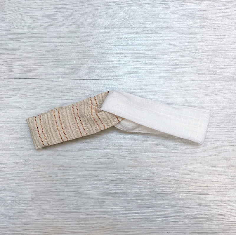 (手工製作)白x杏紅間髮帶