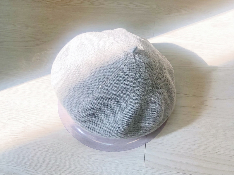 灰-輕薄針織貝雷帽