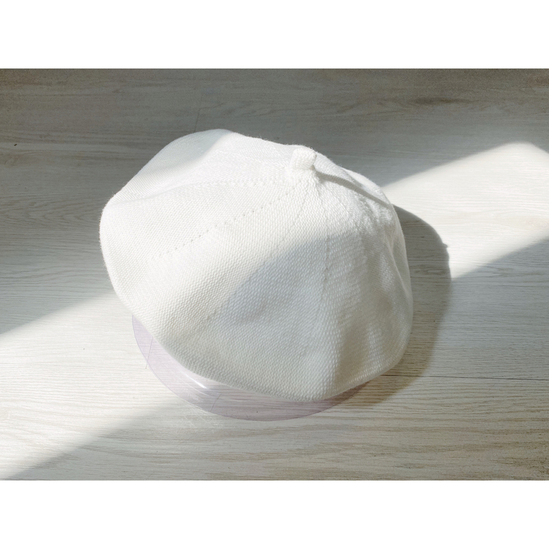 白-輕薄針織貝雷帽