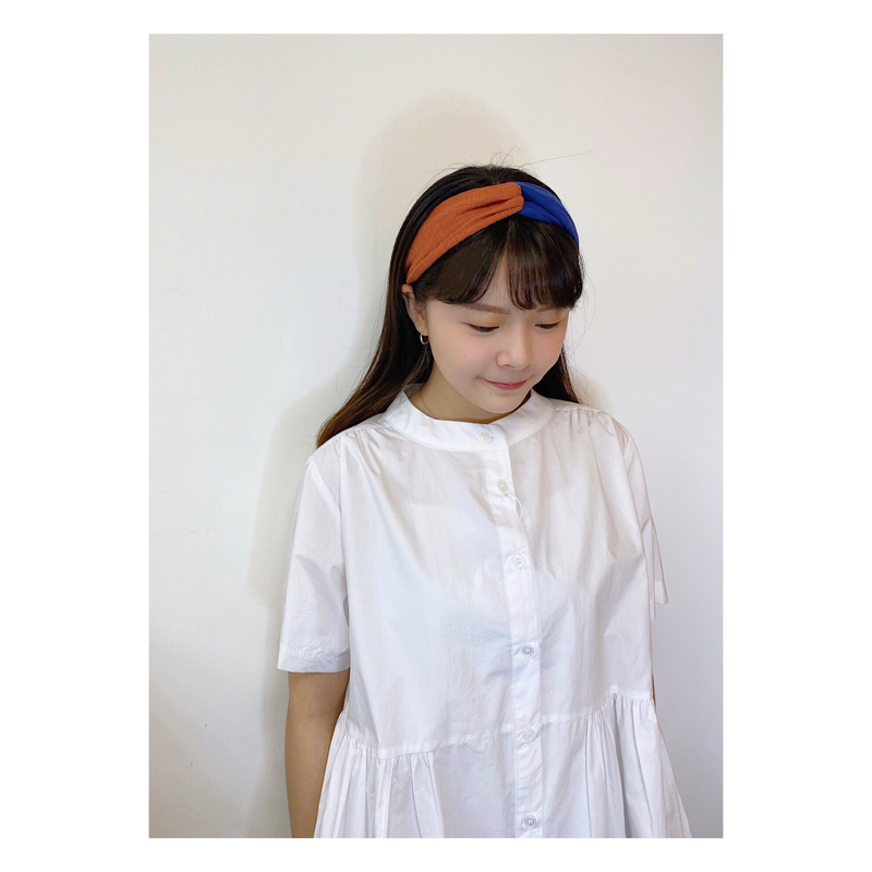 (手工製作)橙x藍髮帶