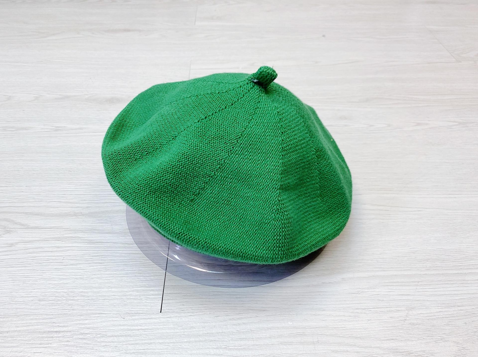 綠-輕薄針織貝雷帽